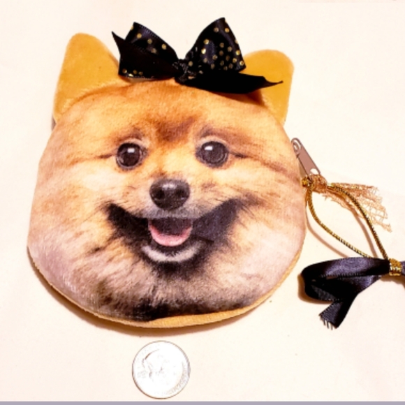 Handbags - Gold, Black Bow Change purse,  One of a kind.